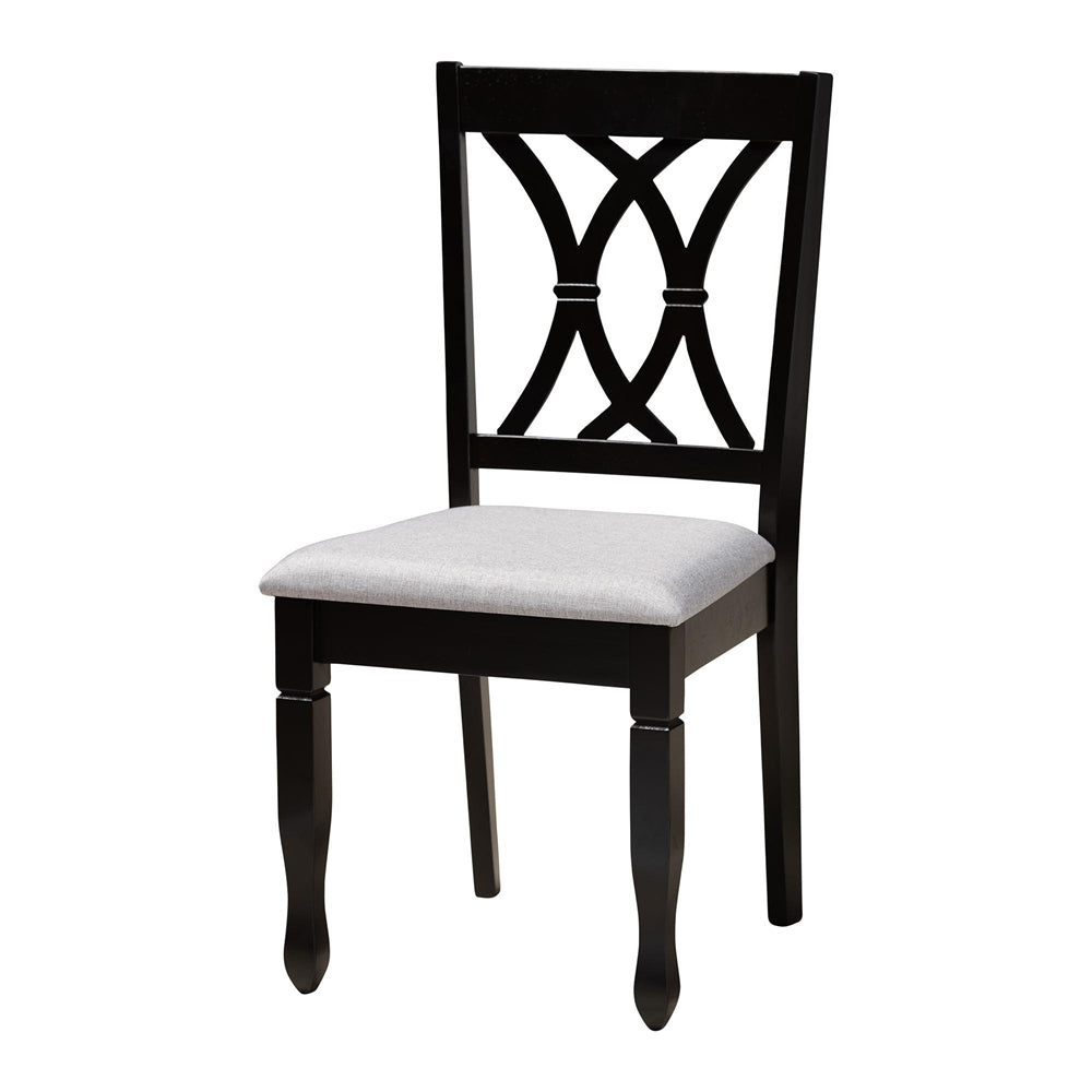 April Modern Grey Fabric and Dark Brown Finished Wood 5-Piece Dining Set