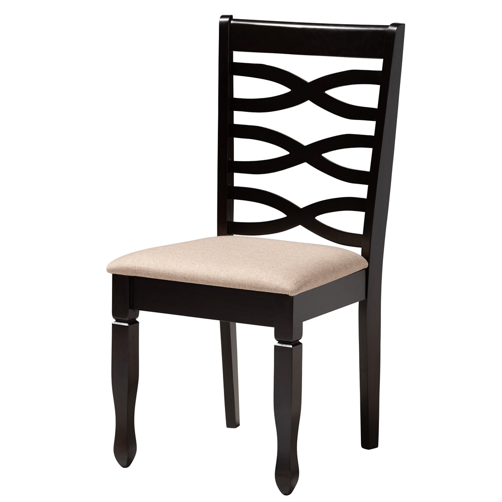 Ruby Modern Beige Fabric and Dark Brown Finished Wood 5-Piece Dining Set