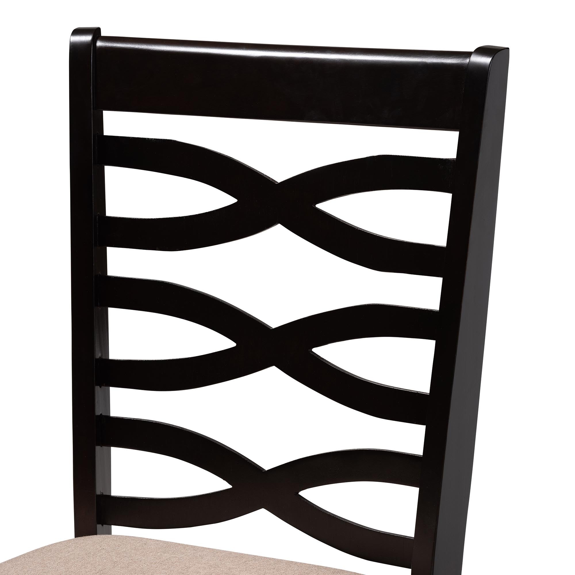 Leda Modern Sand Fabric and Dark Brown Finished Wood 5-Piece Dining Set