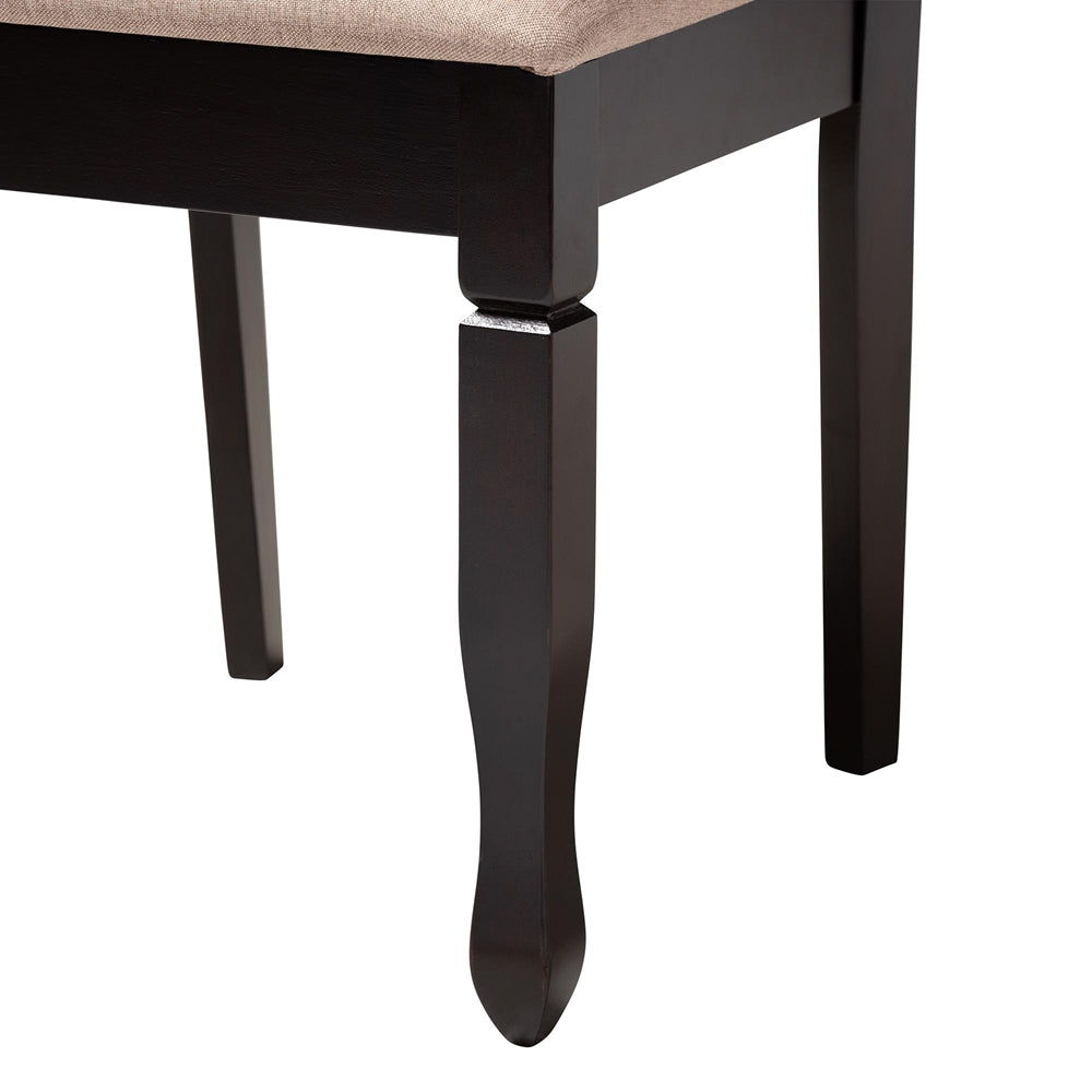 Leda Modern Sand Fabric and Dark Brown Finished Wood 5-Piece Dining Set