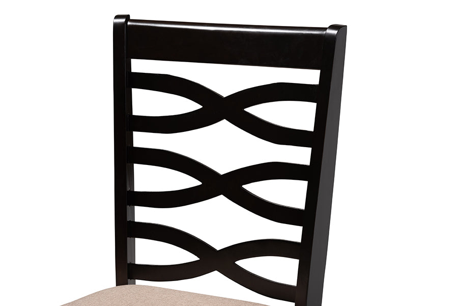 Lanier Modern and Contemporary Sand Fabric Upholstered Espresso Brown Finished Wood Dining Chair Set of 4