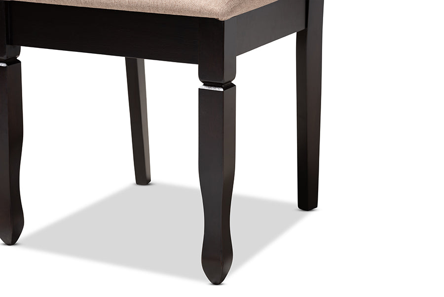 Lanier Modern and Contemporary Sand Fabric Upholstered Espresso Brown Finished Wood Dining Chair Set of 4