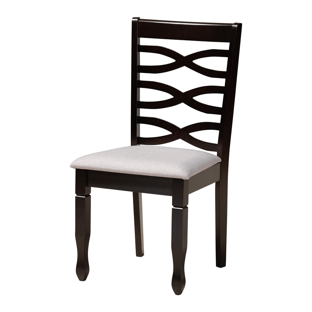 Aspen Modern Grey Fabric and Dark Brown Finished Wood 5-Piece Dining Set