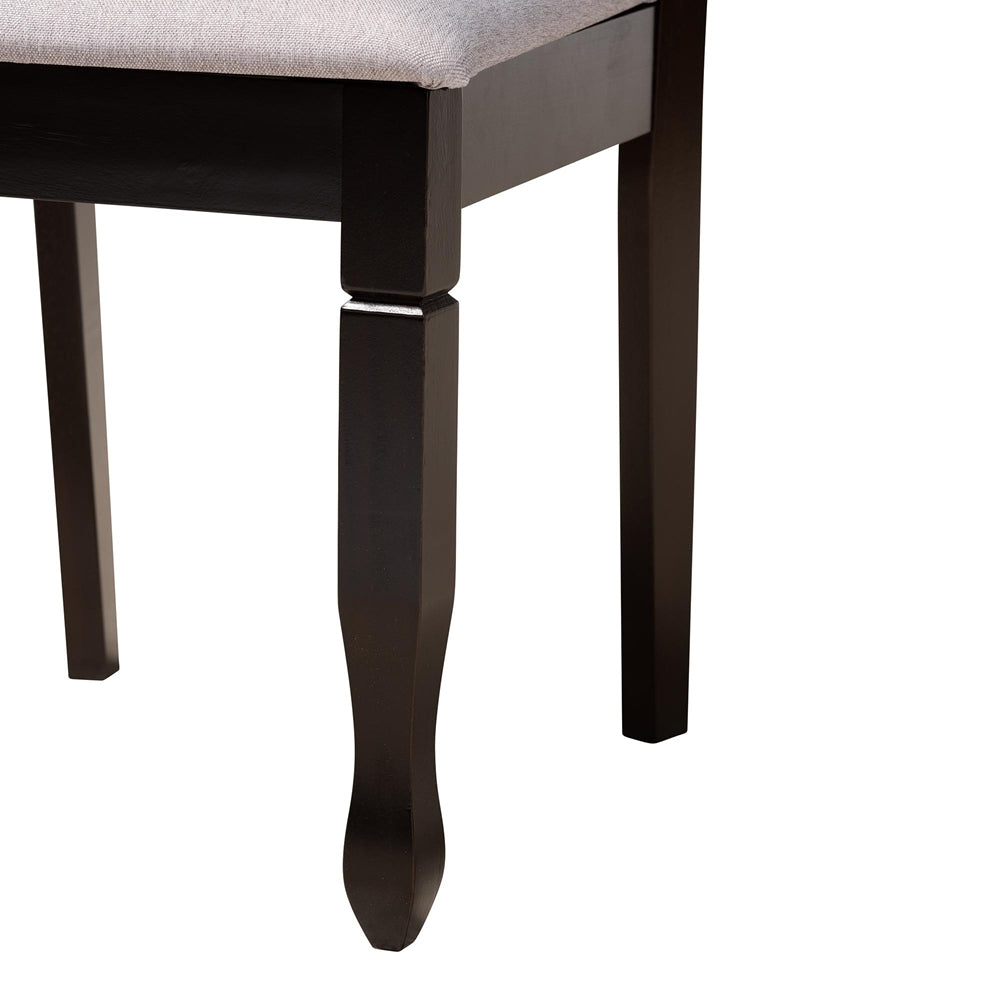 Aspen Modern Grey Fabric and Dark Brown Finished Wood 5-Piece Dining Set