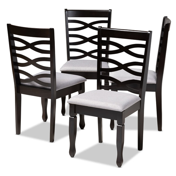 Lanier Modern and Contemporary Grey Fabric Upholstered Espresso Brown Finished Wood Dining Chair Set of 4