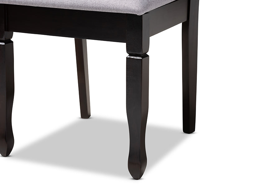 Lanier Modern and Contemporary Grey Fabric Upholstered Espresso Brown Finished Wood Dining Chair Set of 4