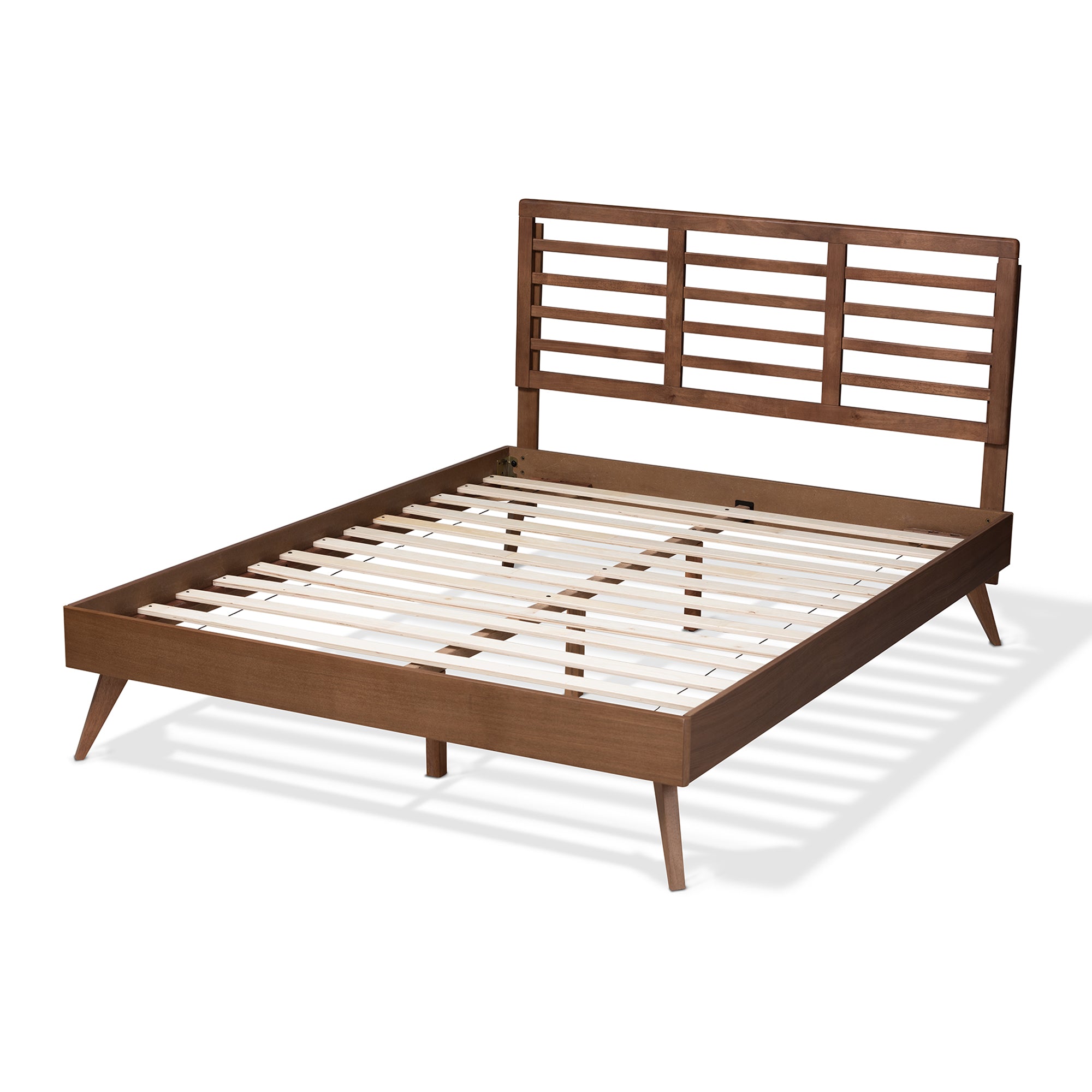 Calisto Walnut Brown Finished Wood Queen Size Platform Bed