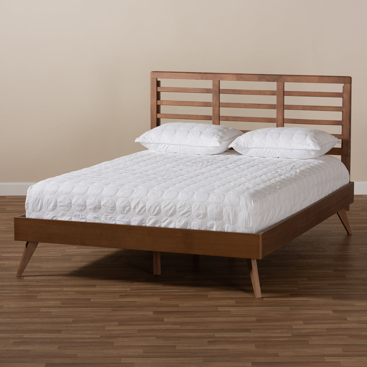 Calisto Walnut Brown Finished Wood King Size Platform Bed