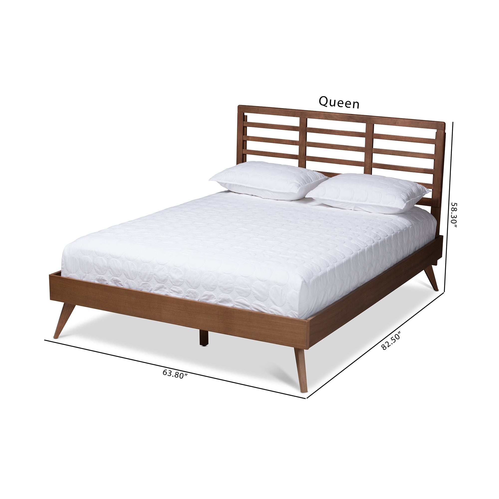 Calisto Walnut Brown Finished Wood Queen Size Platform Bed