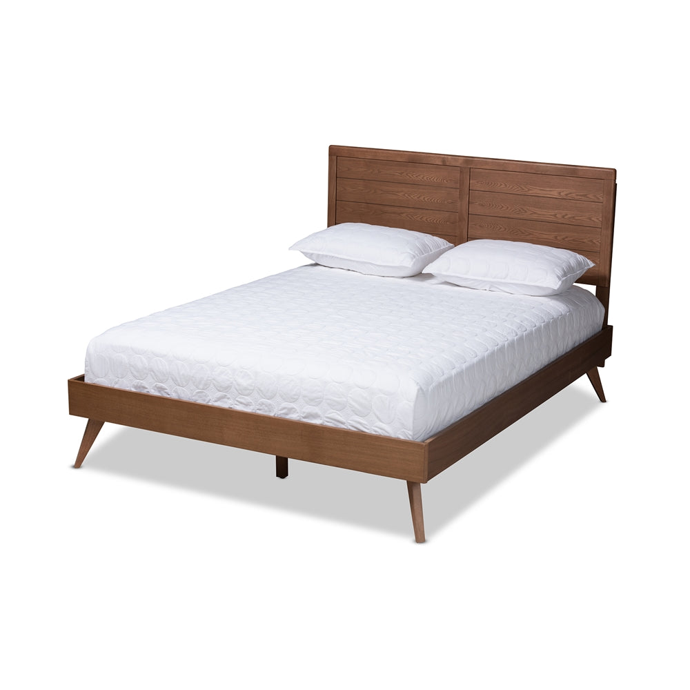 Artemis Walnut Brown Finished Wood Queen Size Platform Bed