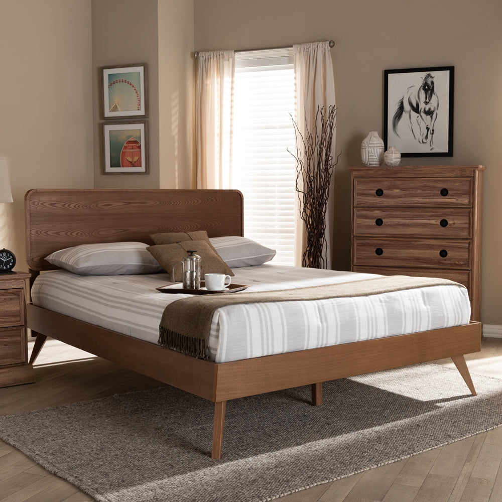 Demeter Walnut Brown Finished Wood Full Size Platform Bed