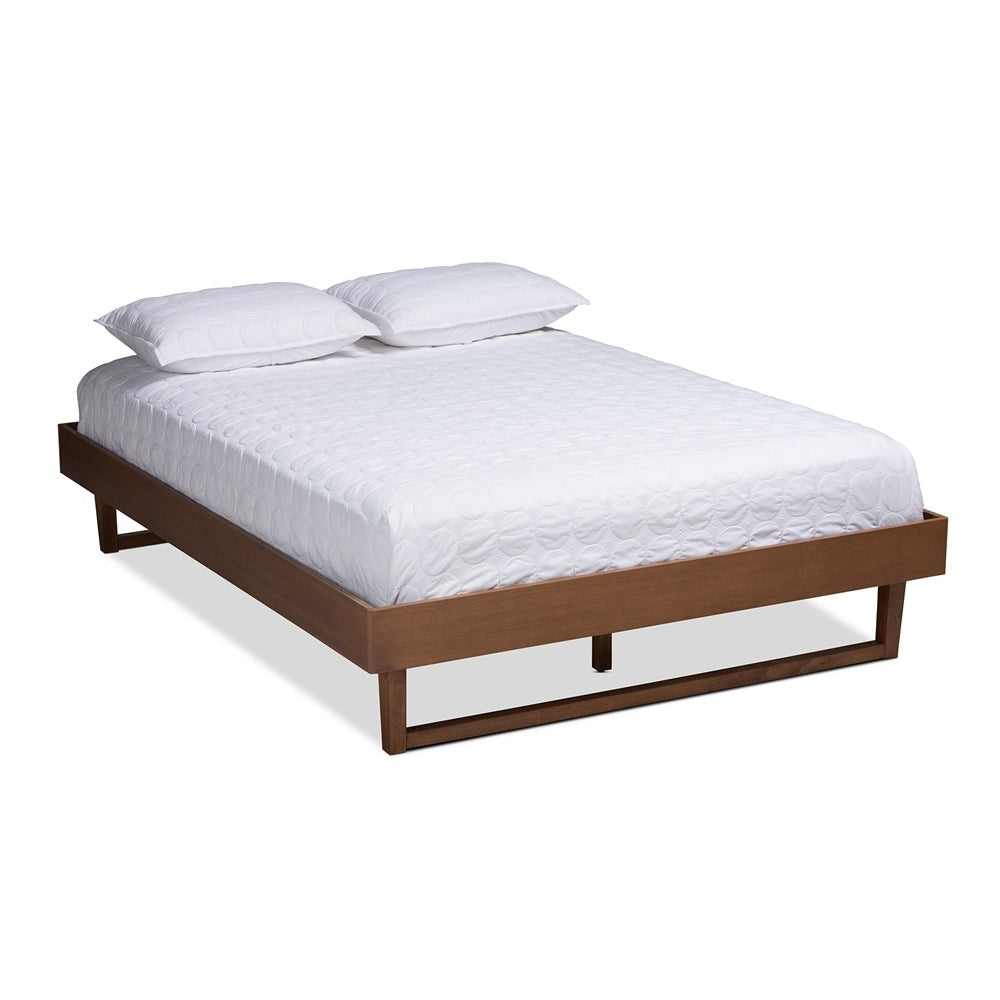 Liliya Walnut Brown Finished Wood Queen Size Platform Bed Frame