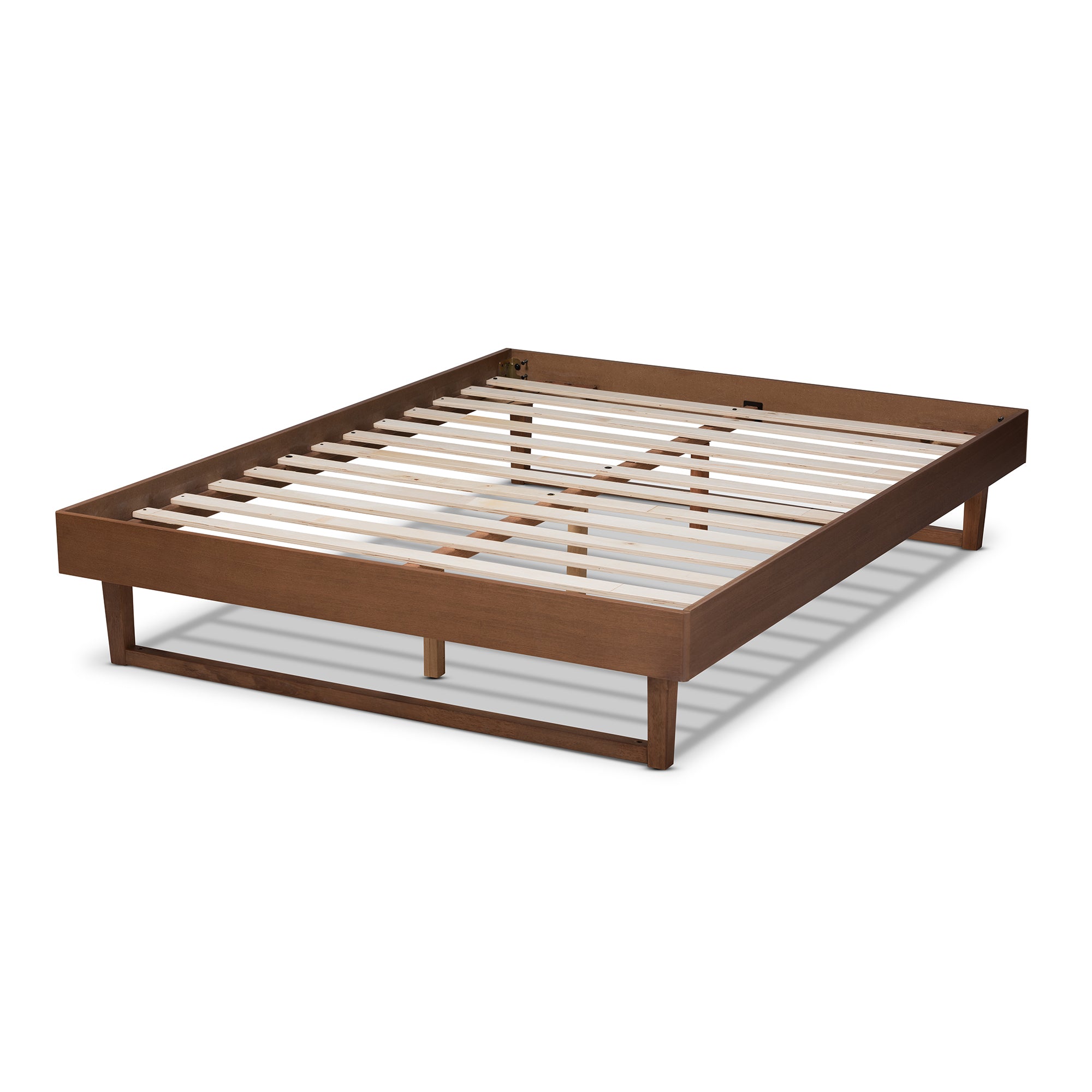 Liliya Walnut Brown Finished Wood Full Size Platform Bed Frame