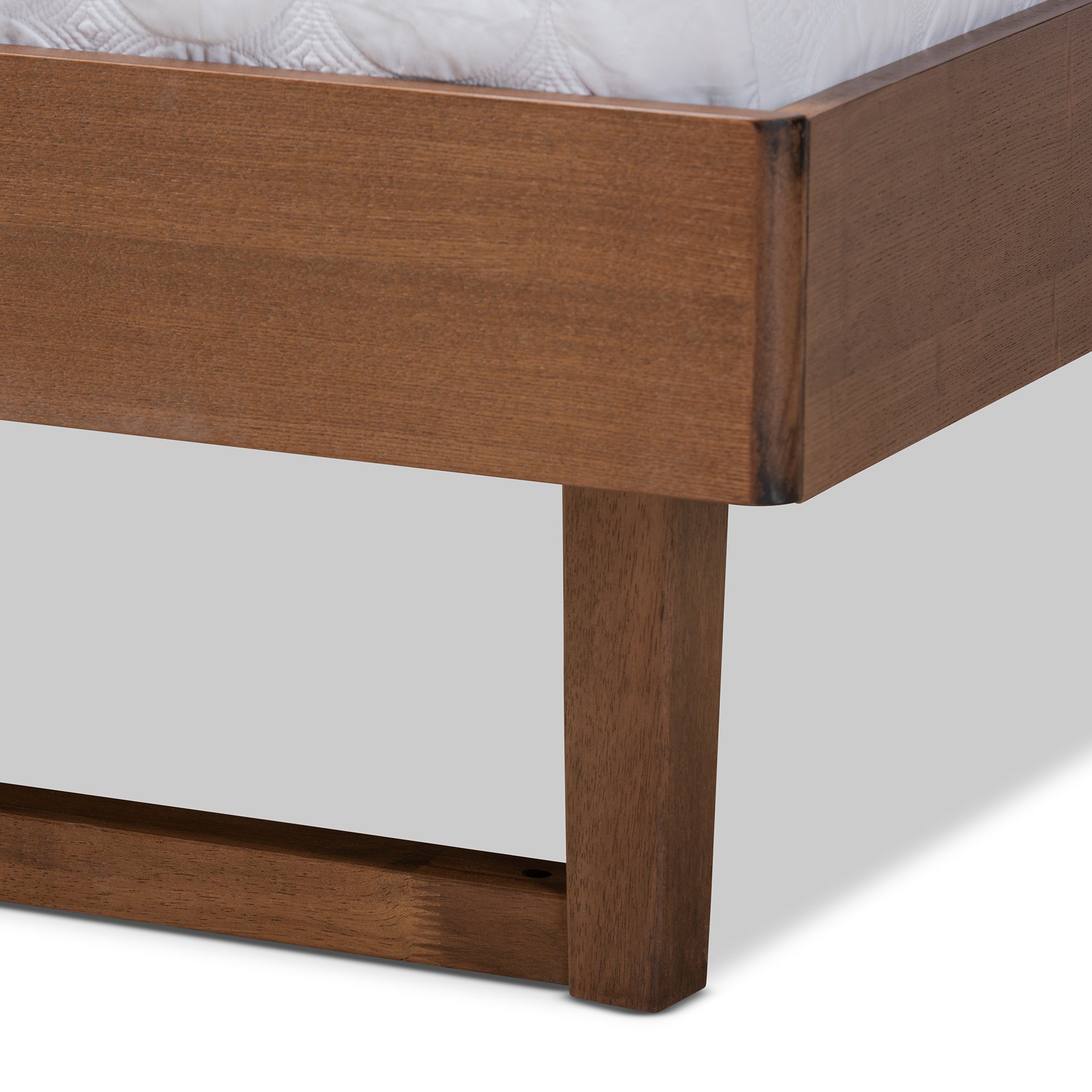Viviana Queen Bed Light Grey Fabric & Ash Walnut Contemporary Design