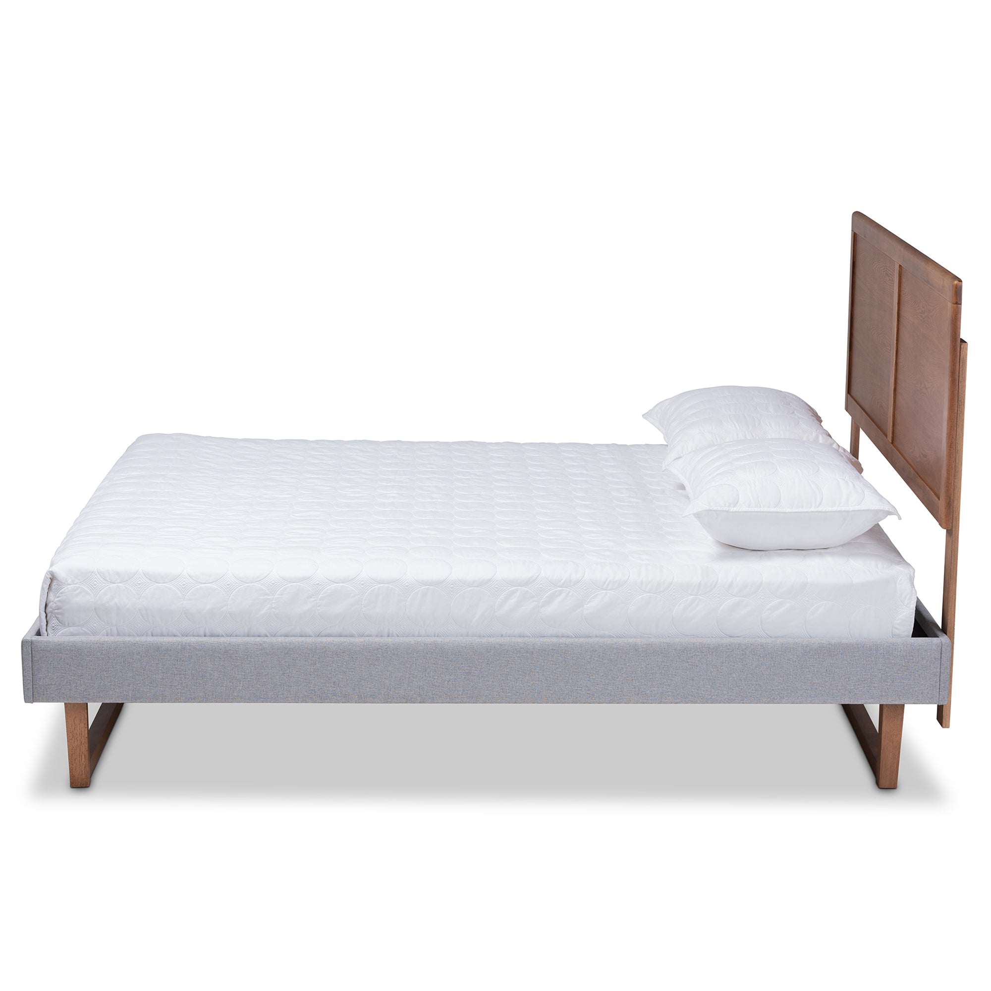 Eloise Light Grey Fabric and Ash Walnut Brown Finished Wood Full Size Bed