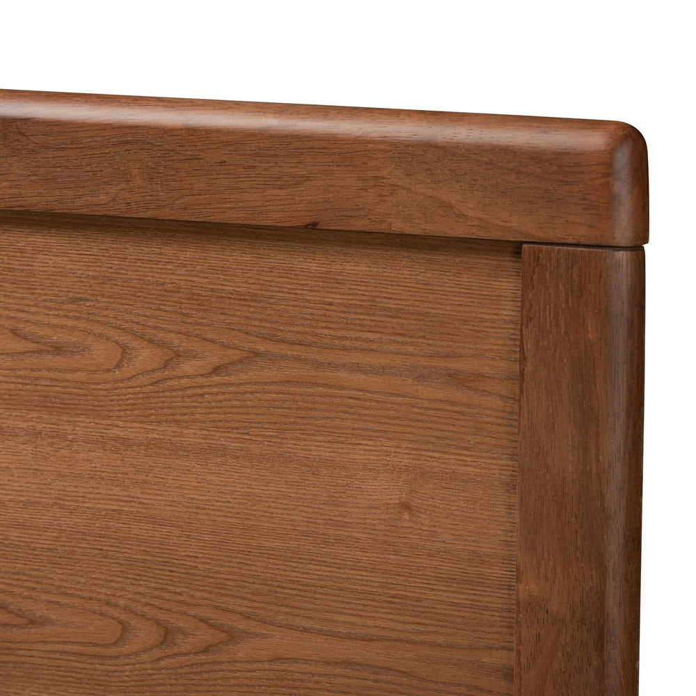 Raya Mid-Century Modern Walnut Brown Finished Wood Full Size Headboard