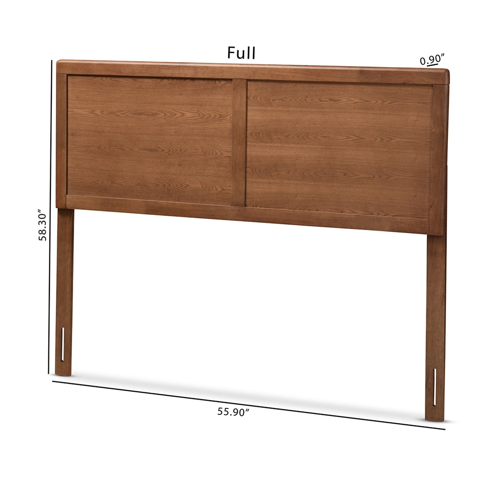 Raya Mid-Century Modern Walnut Brown Finished Wood Full Size Headboard