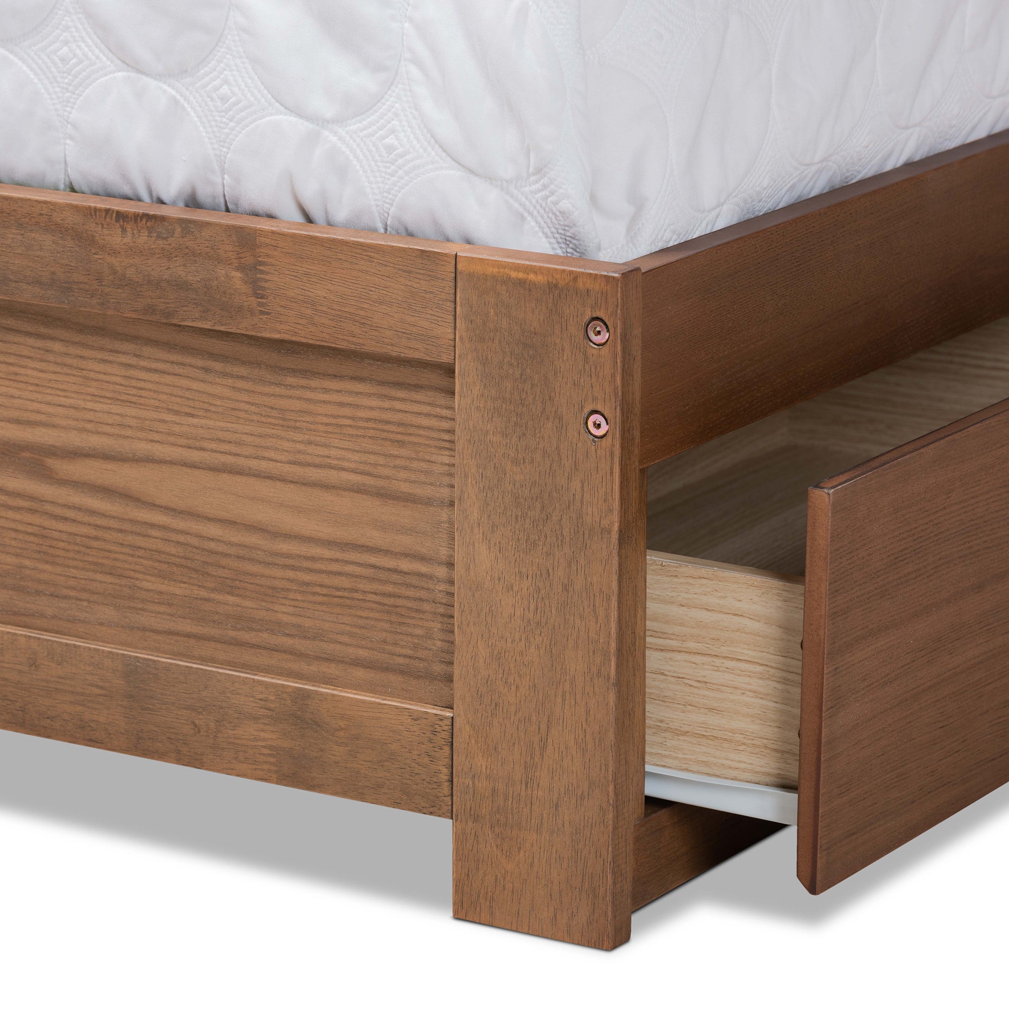 Aras Ash Walnut Brown Finished Wood Full Size 3-Drawer Storage Bed