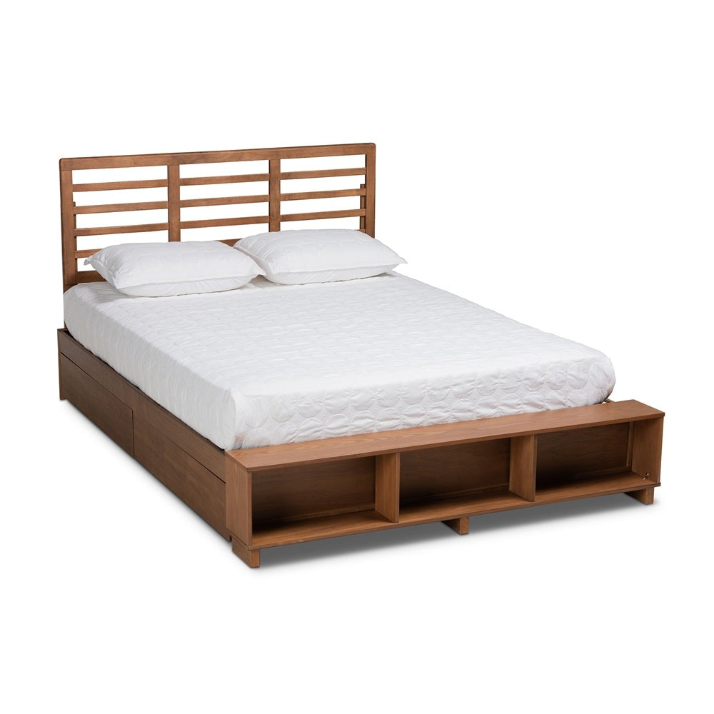 Milana Modern Ash Walnut 4-Drawer Queen Size Storage Platform Bed