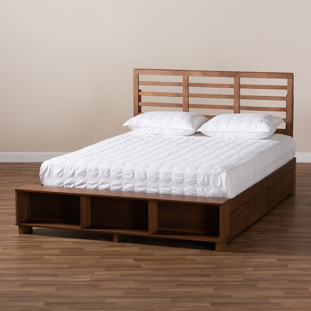 Milana Modern Ash Walnut 4-Drawer Queen Size Storage Platform Bed