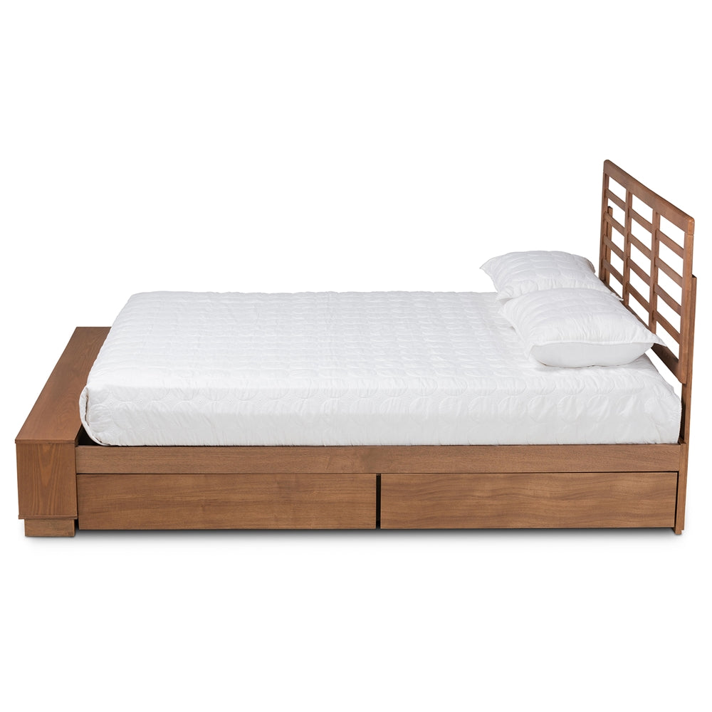 Milana Modern Ash Walnut 4-Drawer Queen Size Storage Platform Bed