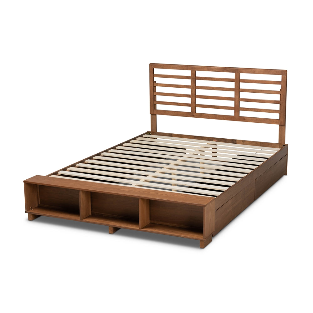 Milana Modern Ash Walnut 4-Drawer Queen Size Storage Platform Bed