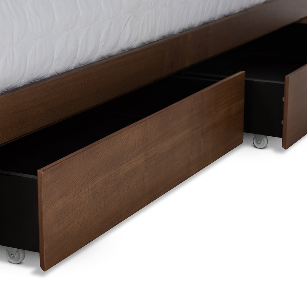 Milana Modern Ash Walnut 4-Drawer Queen Size Storage Platform Bed