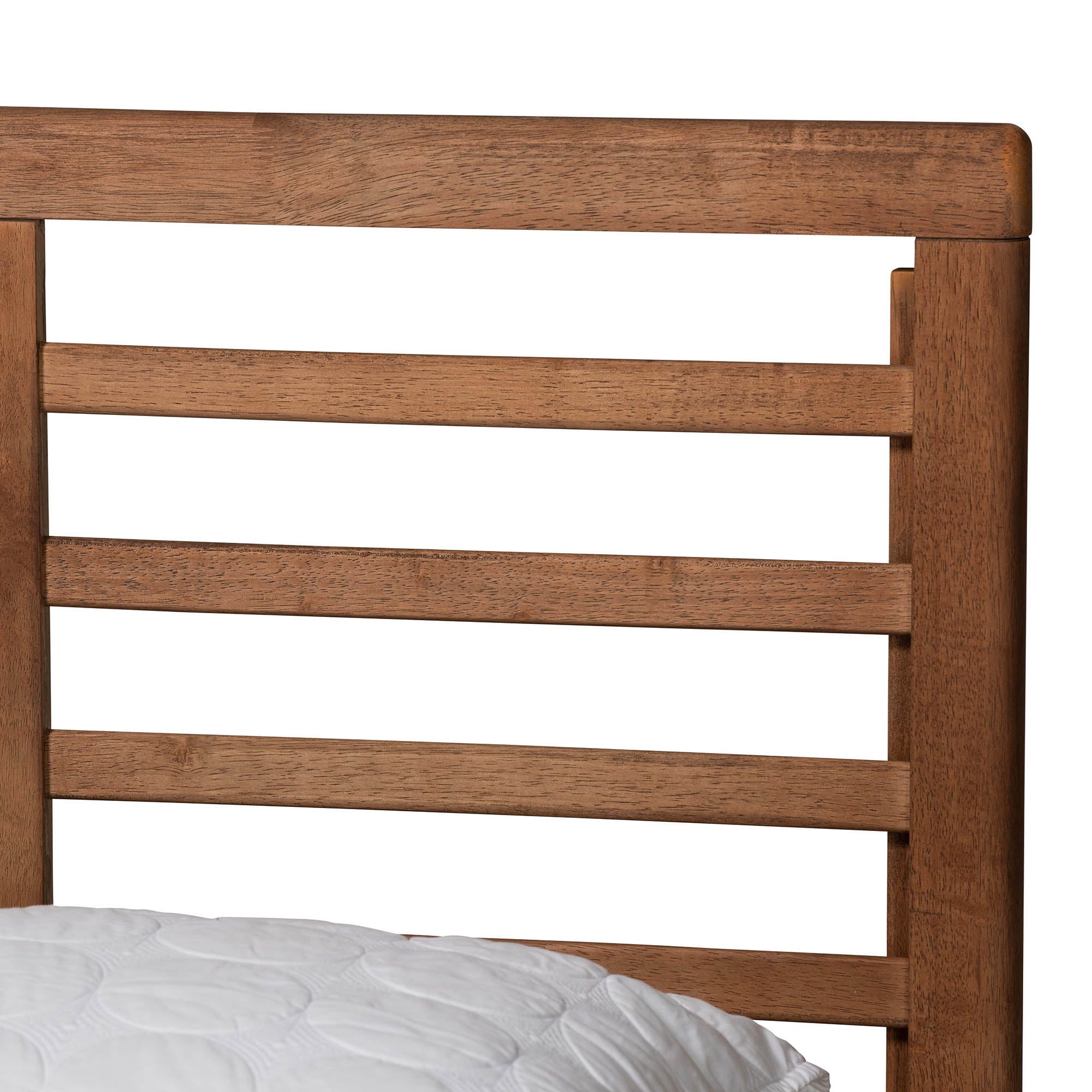 Lucine Mid-Century Modern Ash Walnut Finished Wood King Size Platform Bed