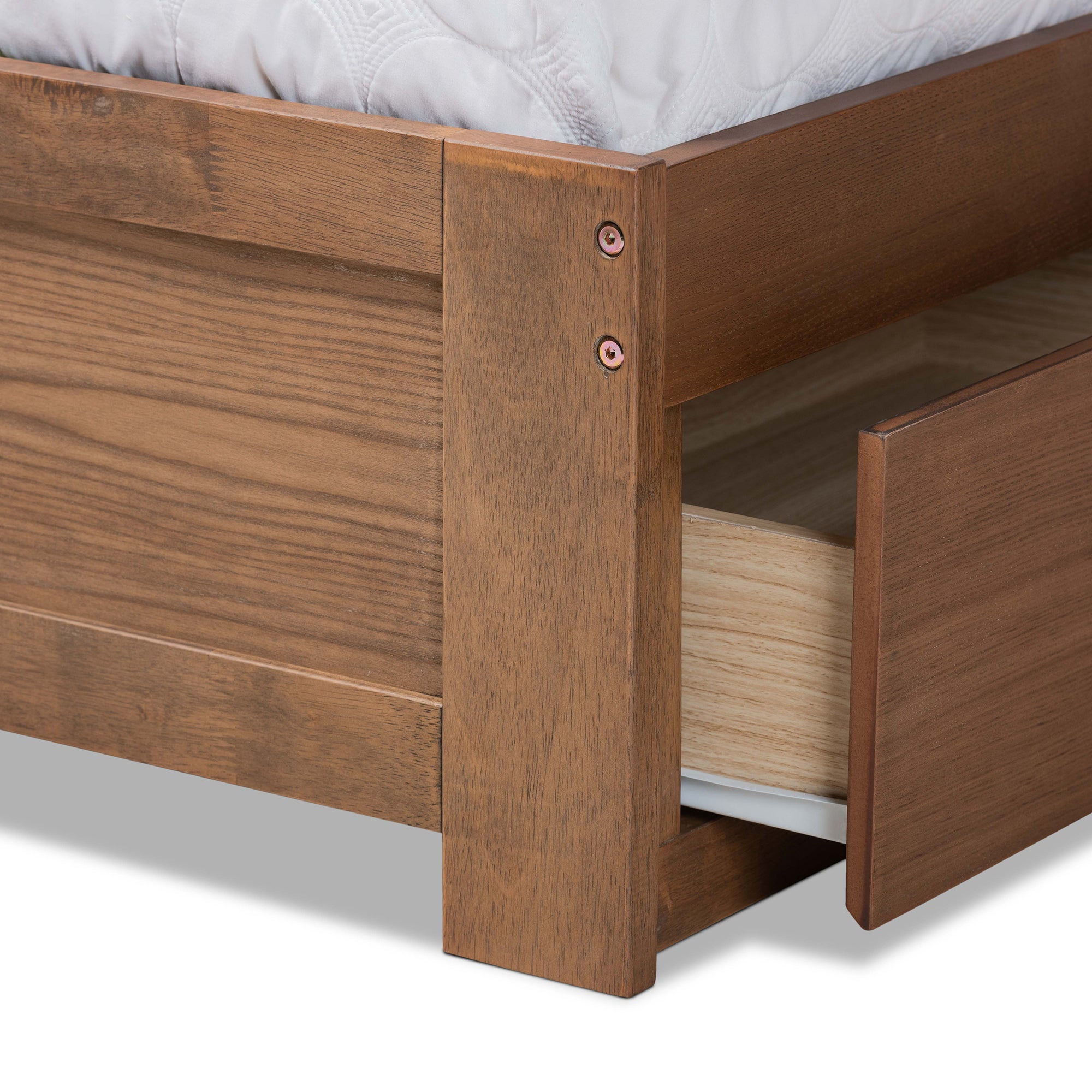 Piera Ash Walnut Brown Finished Wood King Size 3-Drawer Platform Storage Bed
