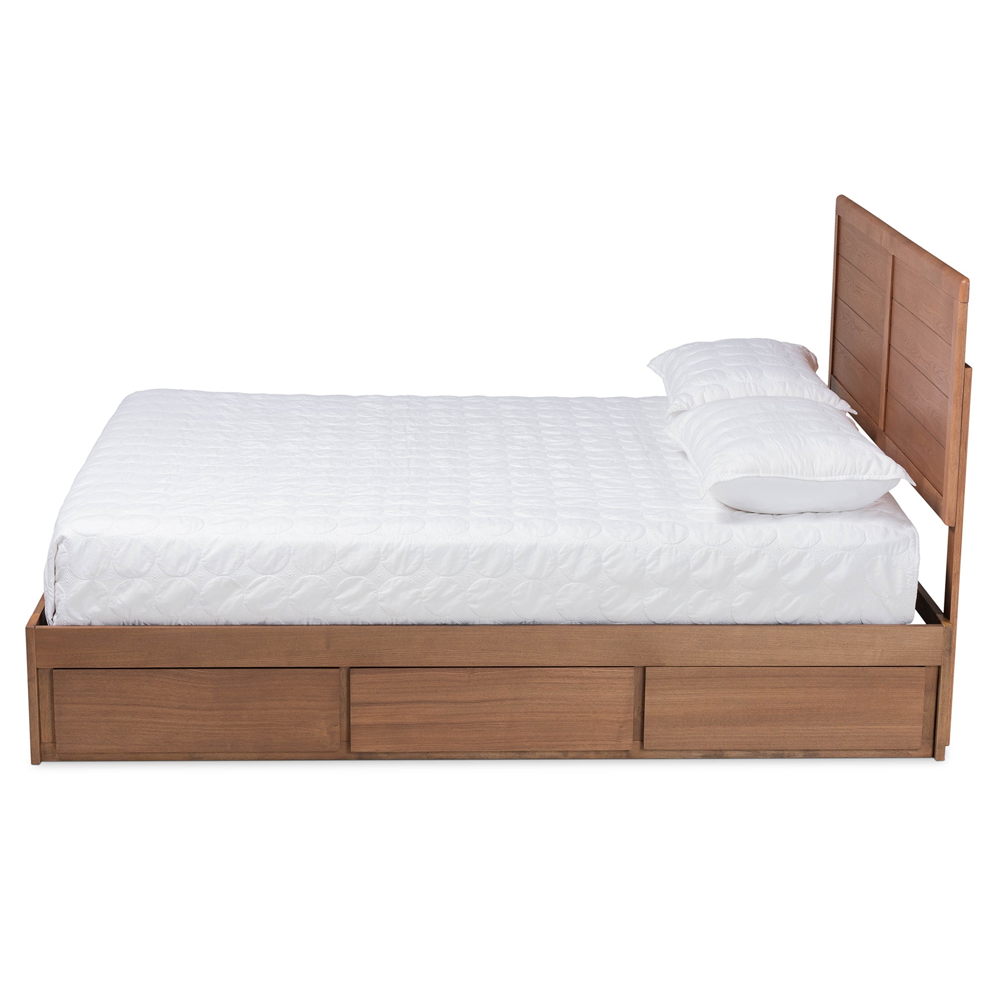 Lisa Modern Design Queen Size Ash Walnut Wood 3-Drawer Storage Bed