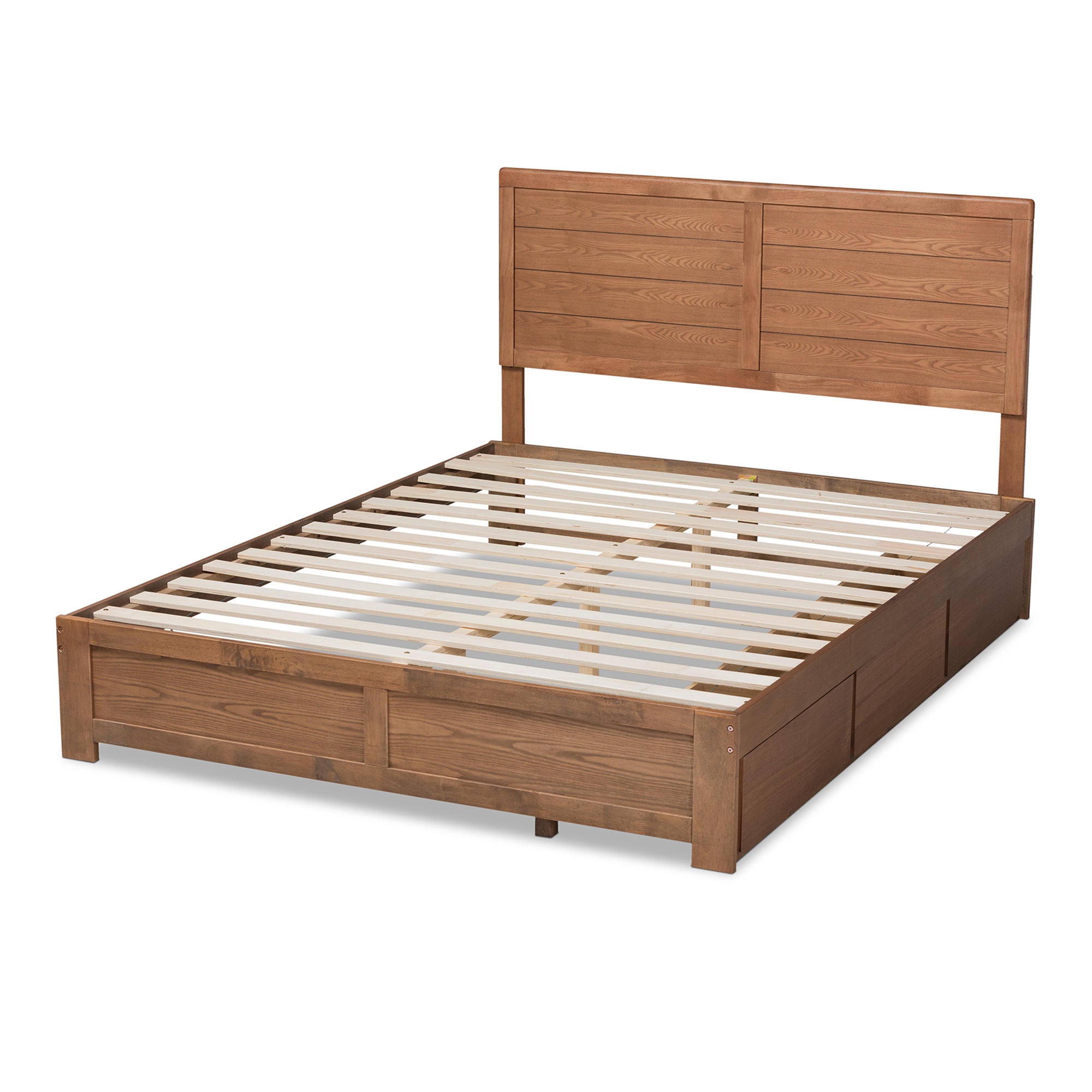 Lisa Modern Design Queen Size Ash Walnut Wood 3-Drawer Storage Bed