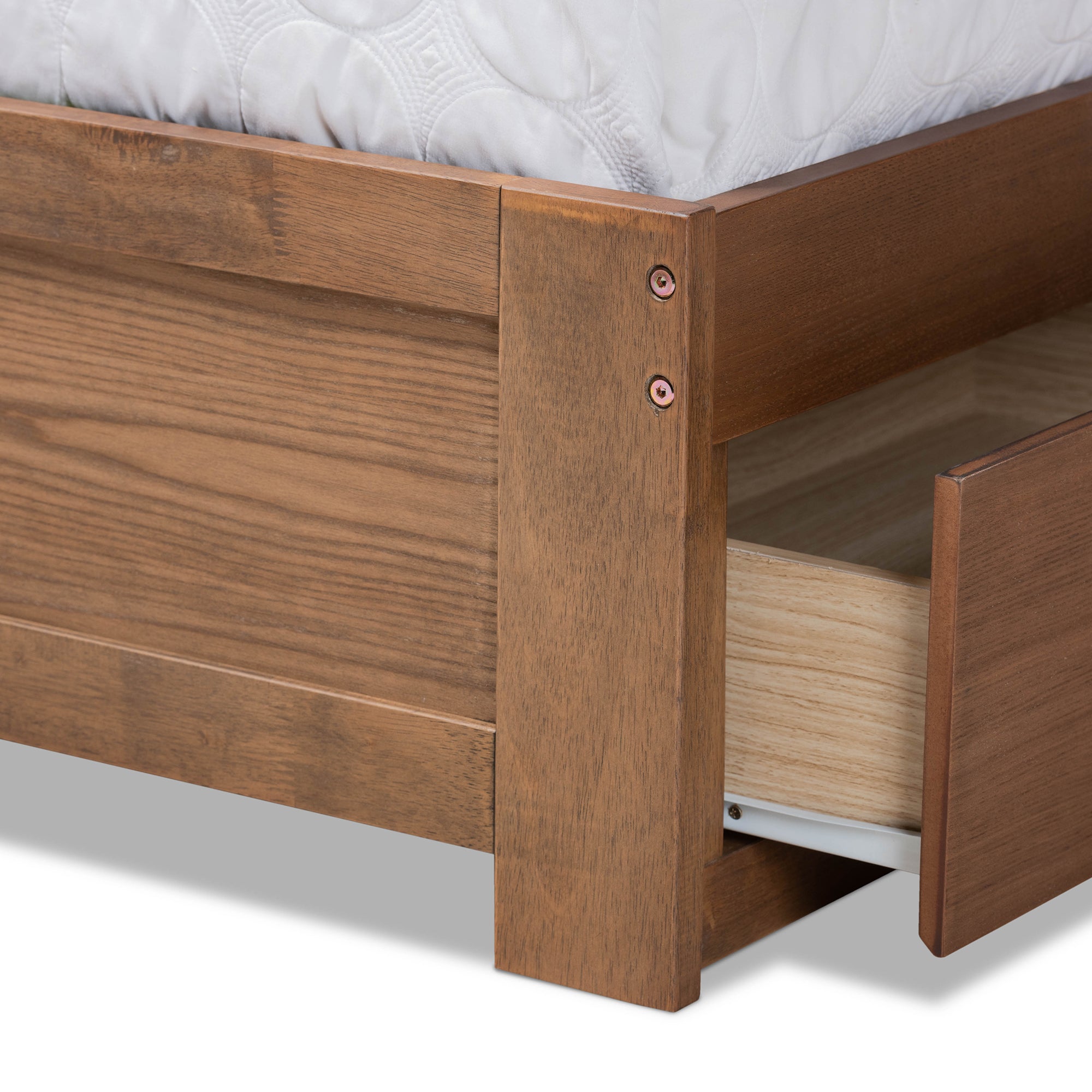 Lisa Modern Design Queen Size Ash Walnut Wood 3-Drawer Storage Bed