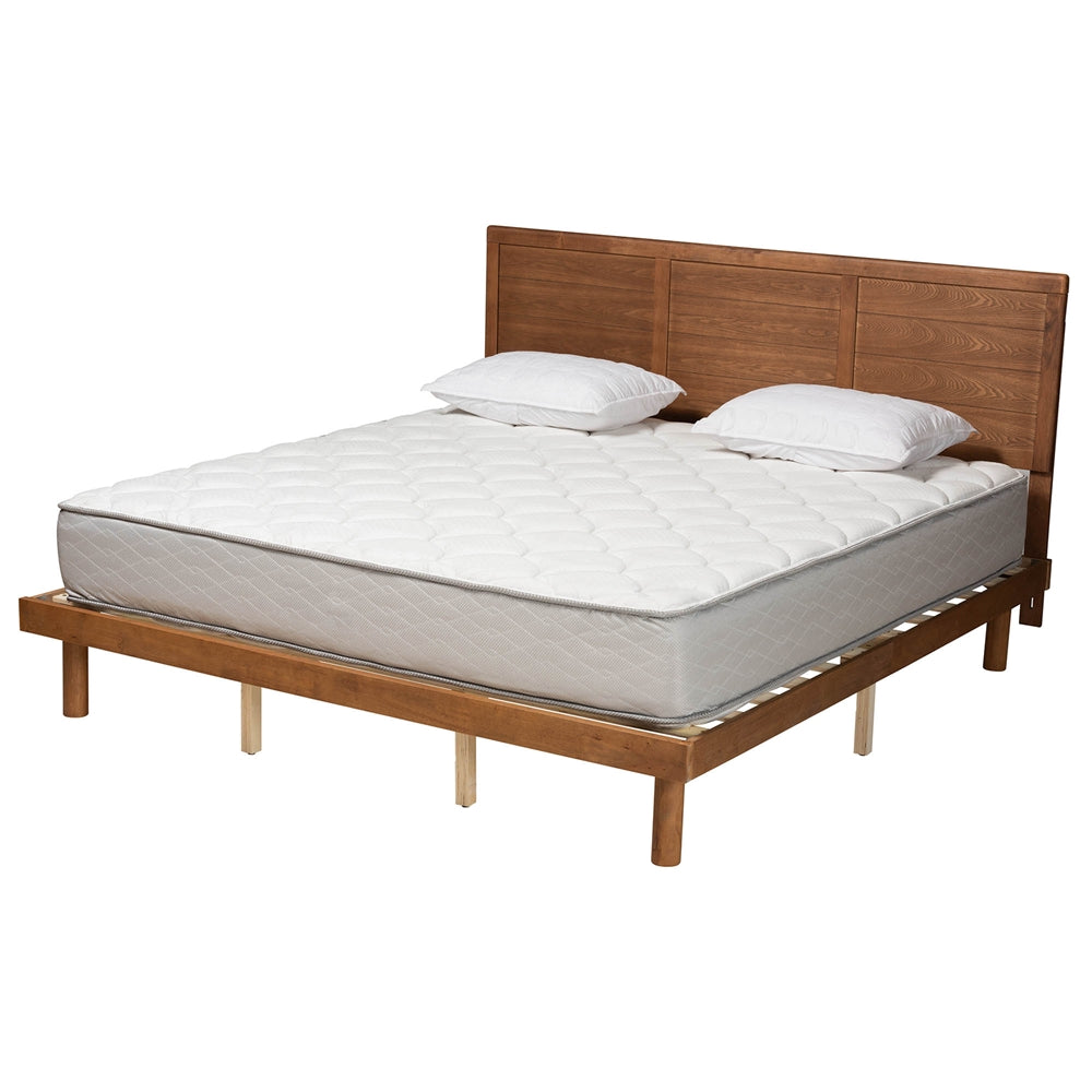 Daina Mid-Century Modern Ash Walnut Finished Wood King Size Platform Bed