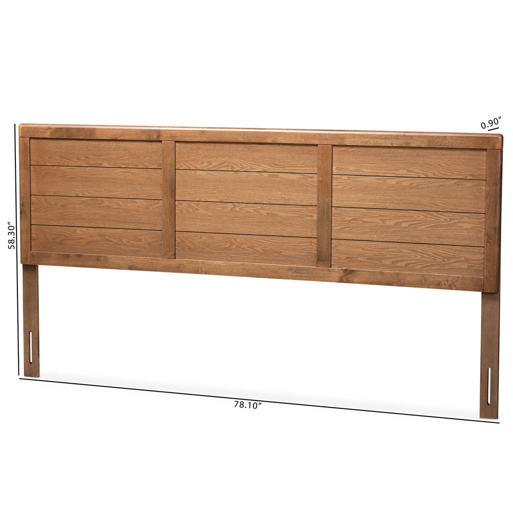 Seren Mid-Century Modern Walnut Brown Finished Wood King Size Headboard