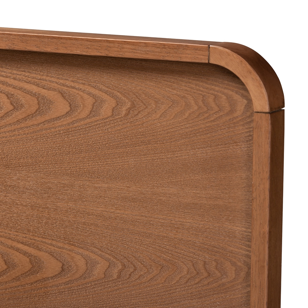 Mailene Mid-Century Modern Walnut Brown Finished Wood Queen Size Headboard