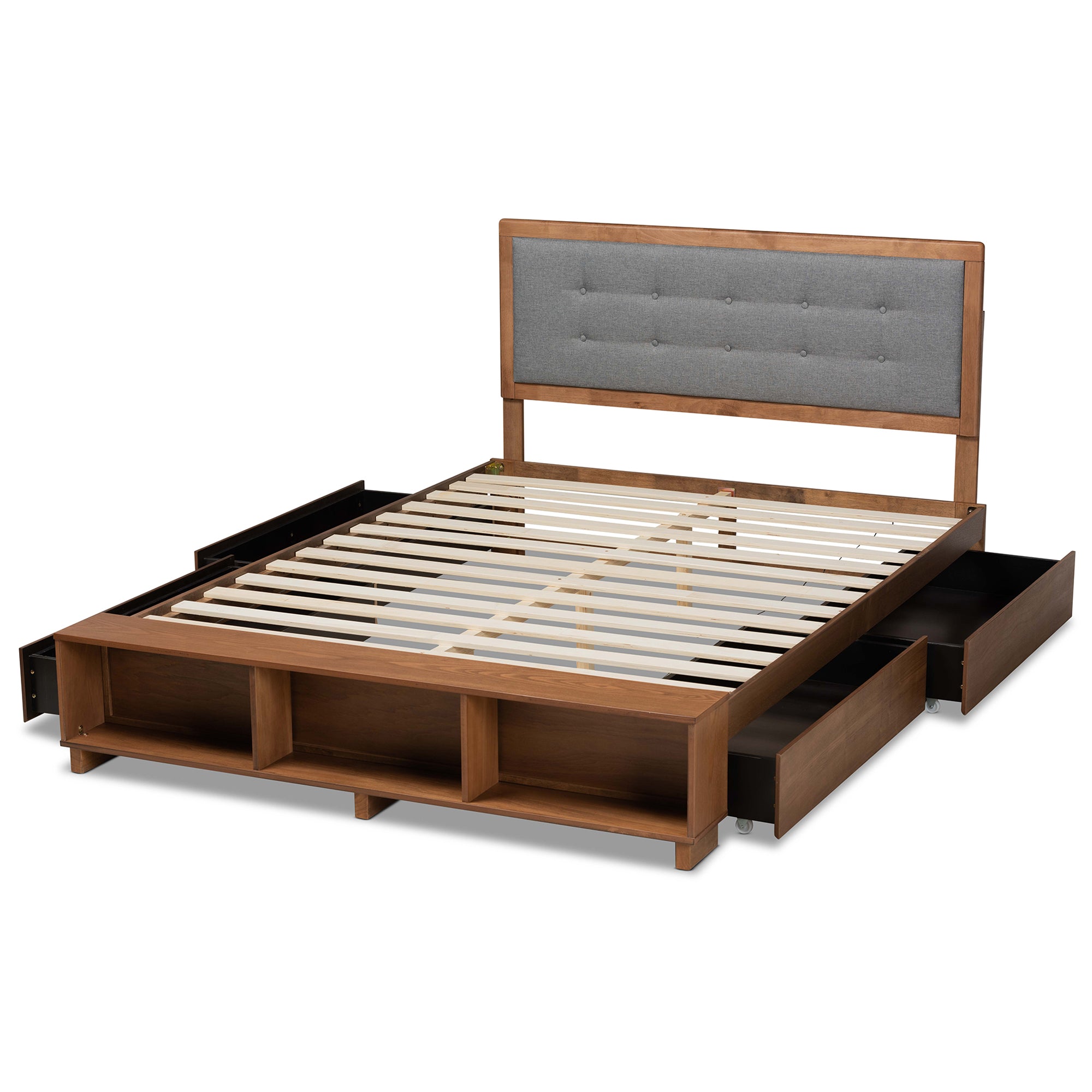 Cosma Ash Walnut Brown Finished Wood 4-Drawer Full Size Platform Storage Bed
