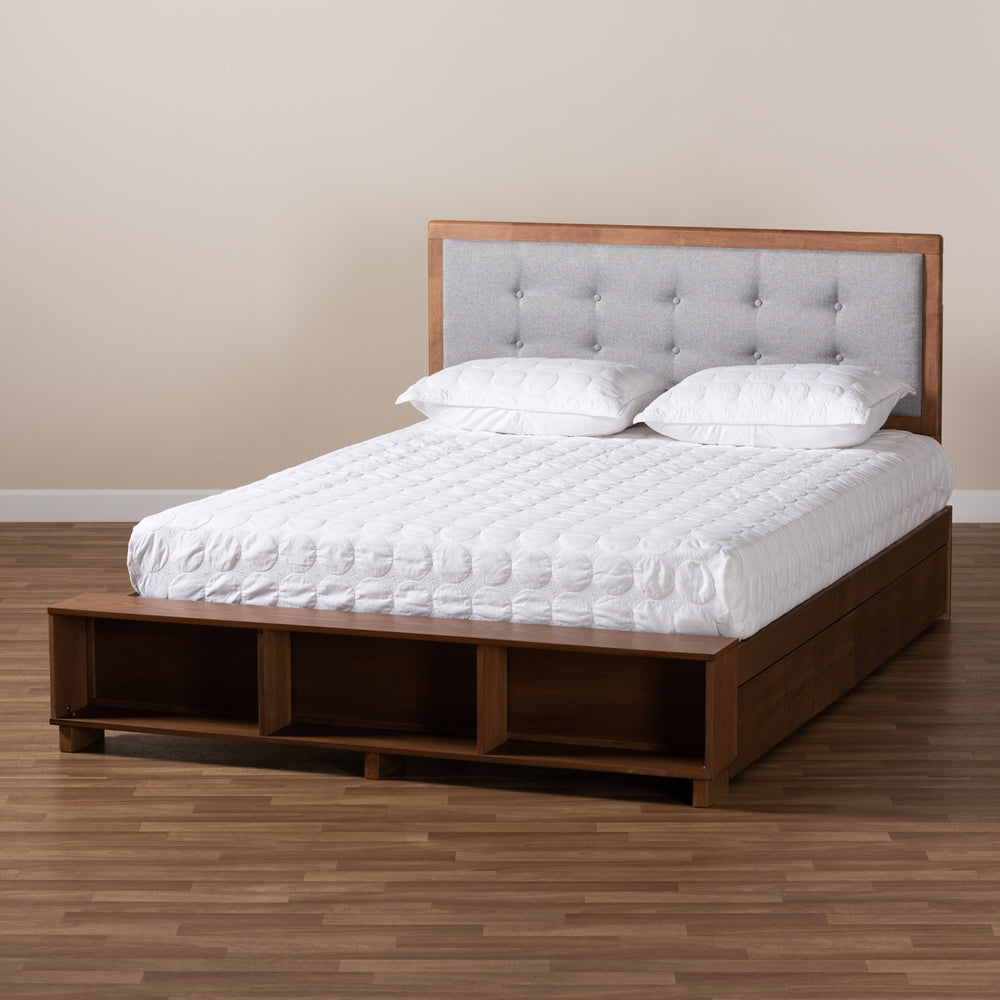 Cosma King Bed Transitional Ash Walnut Finish with 4-Drawer Storage