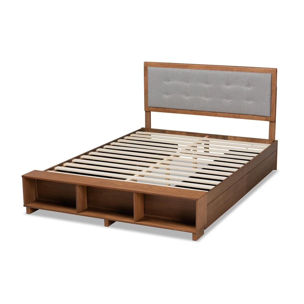 Cosma King Bed Transitional Ash Walnut Finish with 4-Drawer Storage