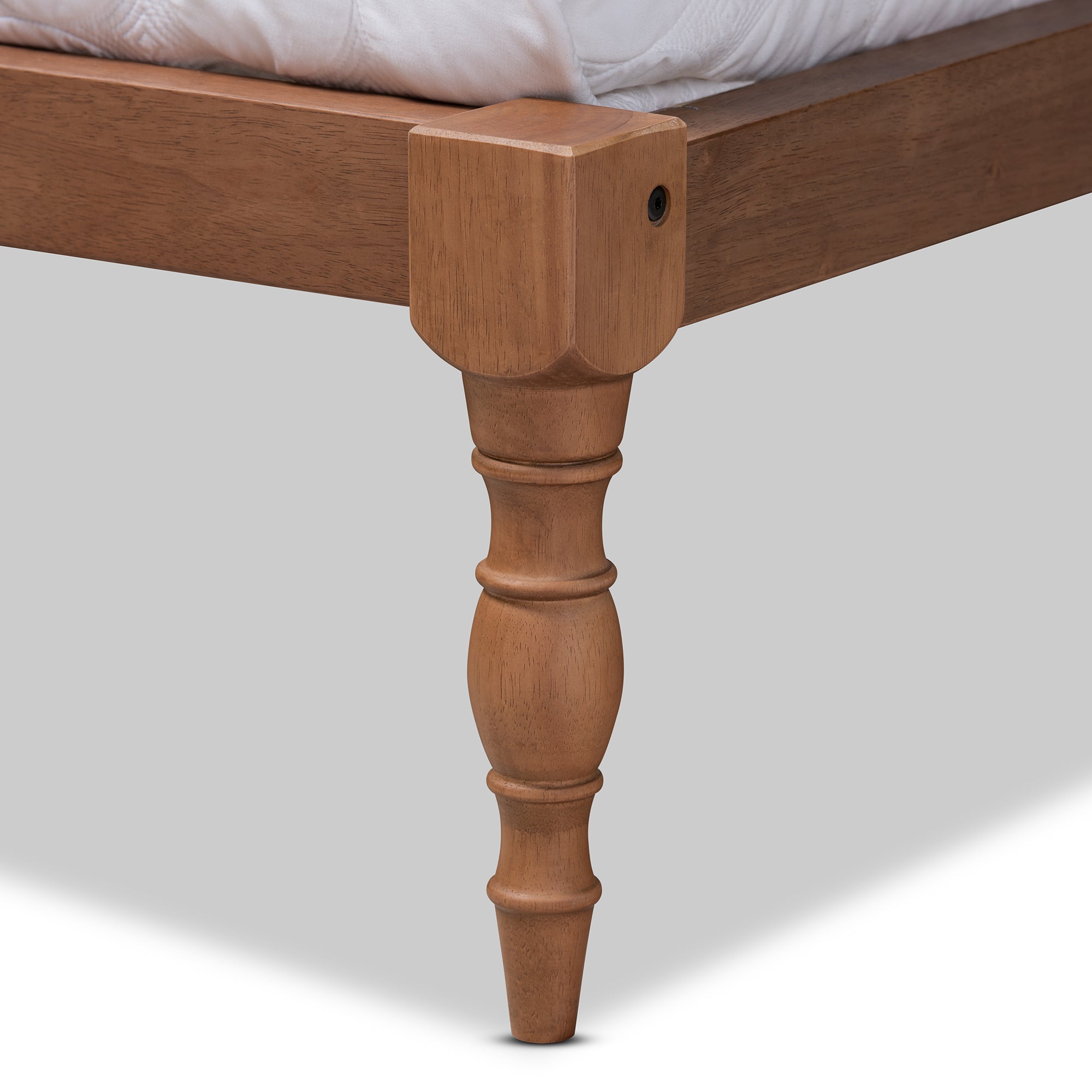 Iseline Walnut Brown Finished Wood King Size Platform Bed Frame