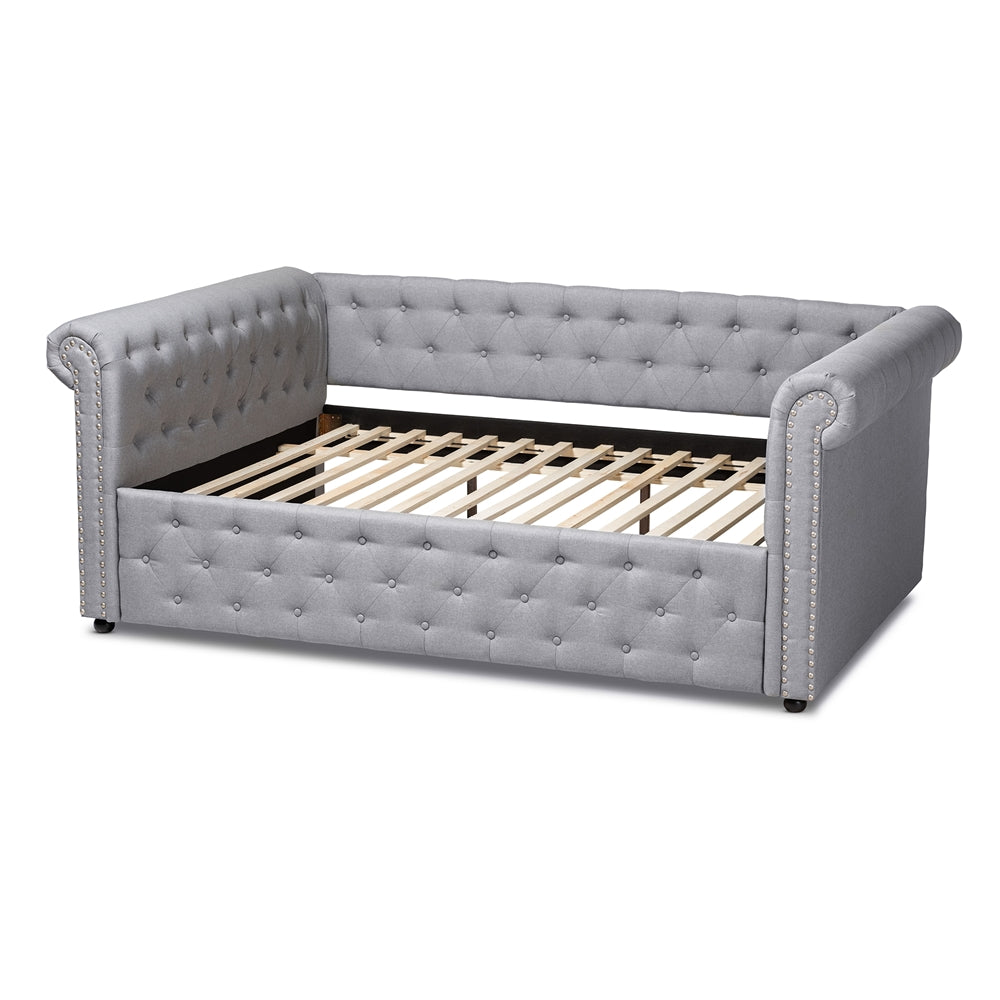 Mabelle Modern and Contemporary Beige Fabric Upholstered Queen Size Daybed