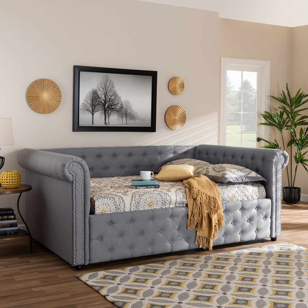 Mabelle Modern and Contemporary Beige Fabric Upholstered Queen Size Daybed