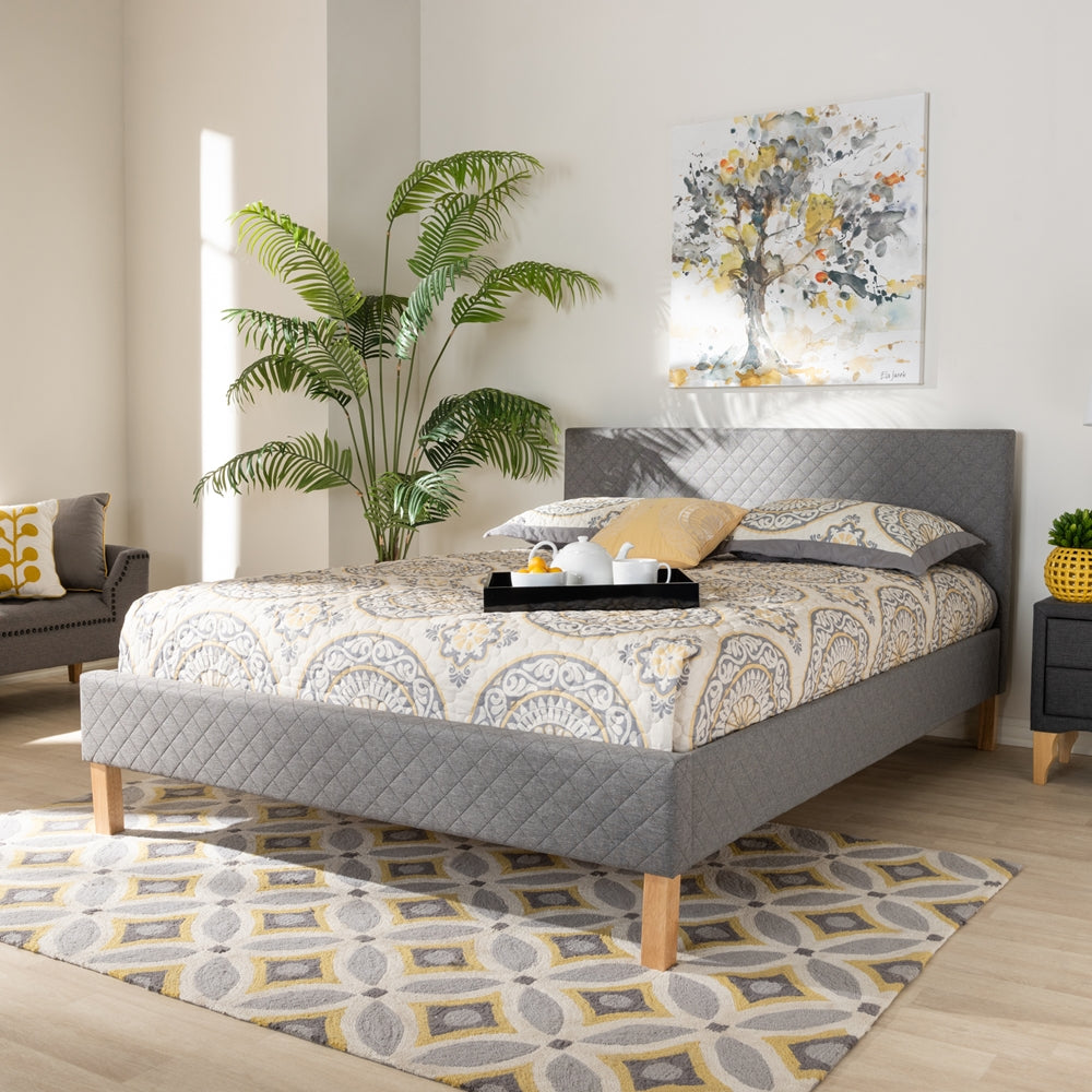 Aneta Grey Fabric Upholstered King Size Platform Bed