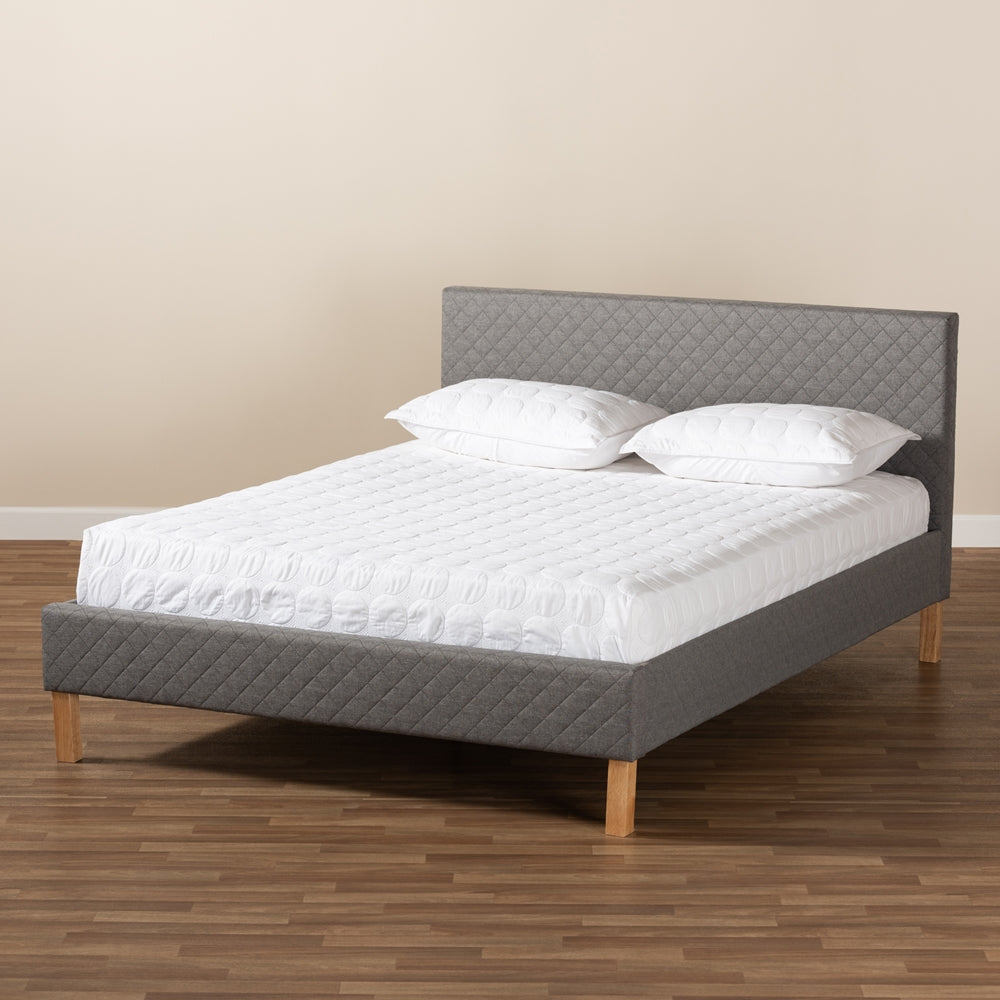 Aneta Grey Fabric Upholstered King Size Platform Bed