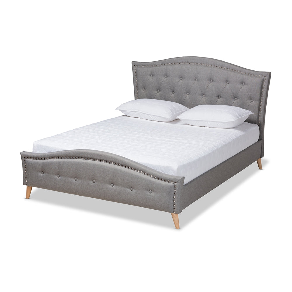 Felisa Beige Fabric Upholstered And Button Tufted King Size Platform Bed