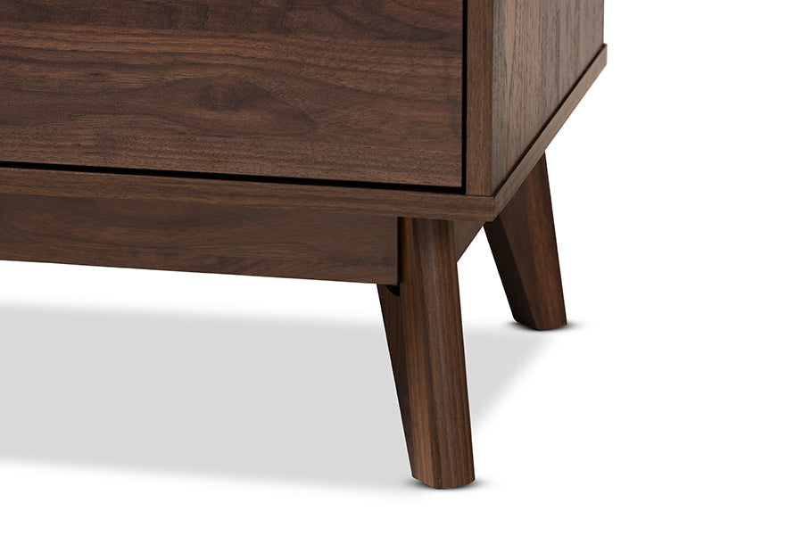 Lena Mid-Century Modern Walnut Brown Finished 3-Drawer Wood Chest