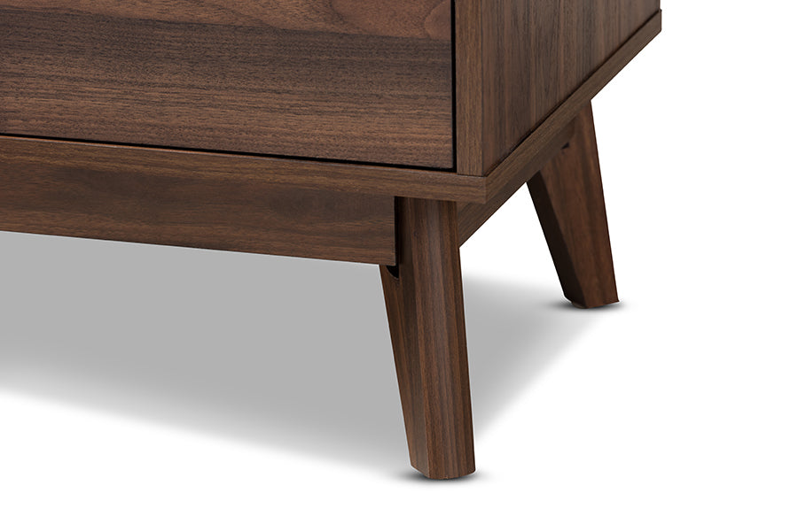 Lena Mid-Century Modern Walnut Brown Finished 5-Drawer Wood Chest