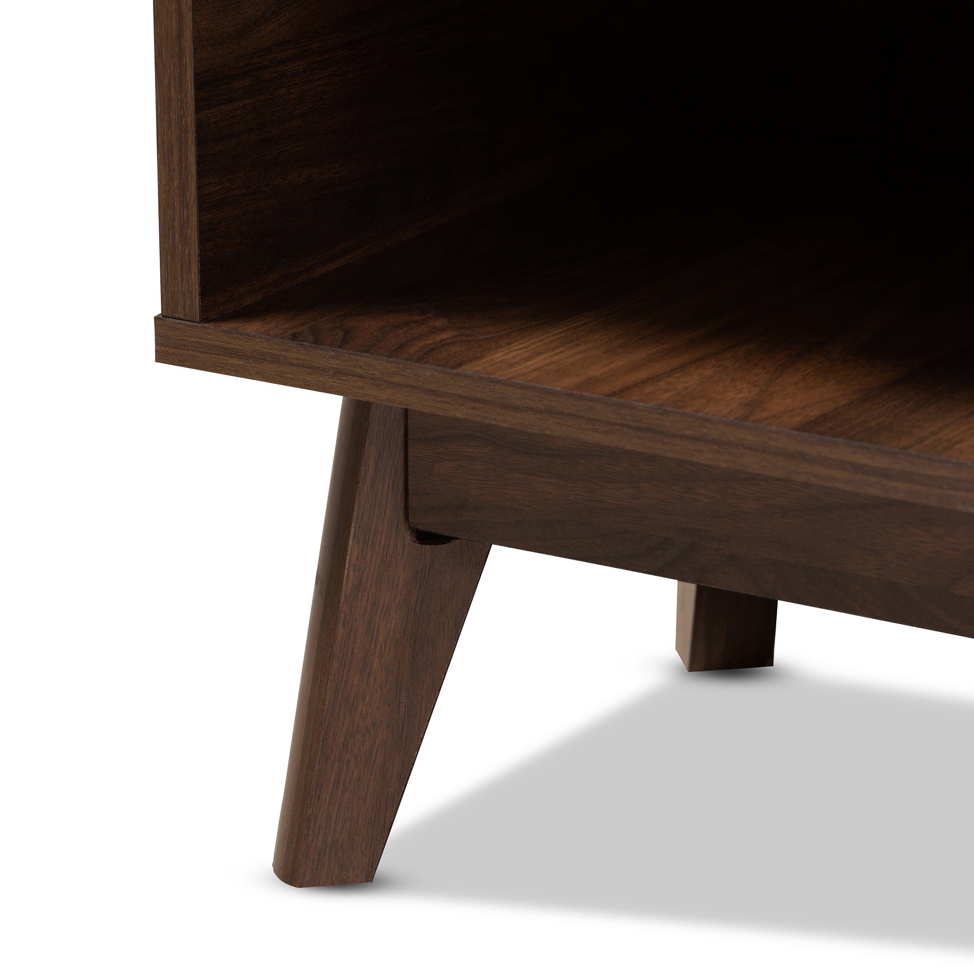 Lena Mid-Century Modern Walnut Brown Finished 5-Shelf Wood Entryway Shoe Cabinet
