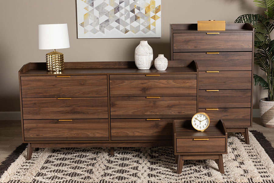 Lena Mid-Century Modern Walnut Brown Finished Wood 3-Piece Storage Set