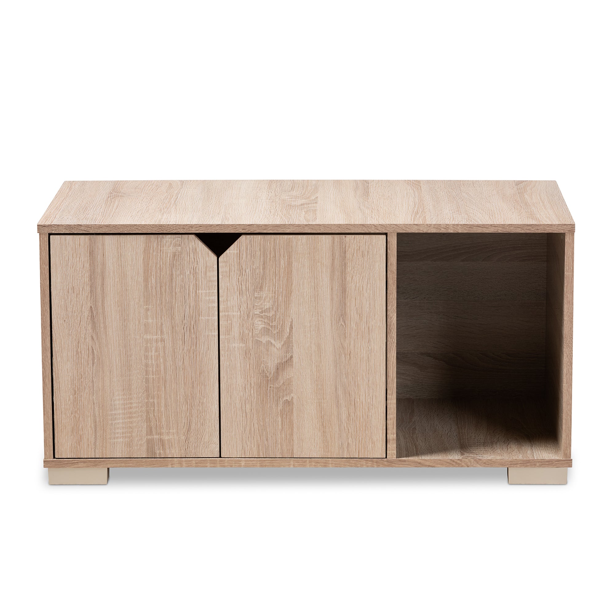 Jasper Modern and Contemporary Oak Finished 2-Door Wood Cat Litter Box Cover House
