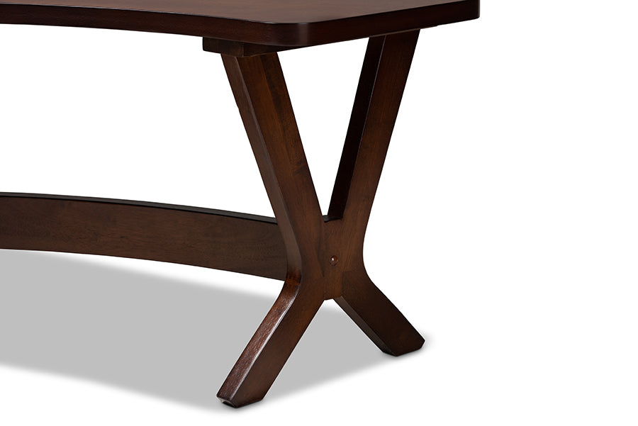 Berlin Mid-Century Modern Walnut Finished Wood Curved Dining Bench